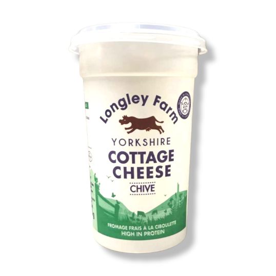 LONGLEY FARM COTTAGE CHEESE WITH CHIVES 250 GMS