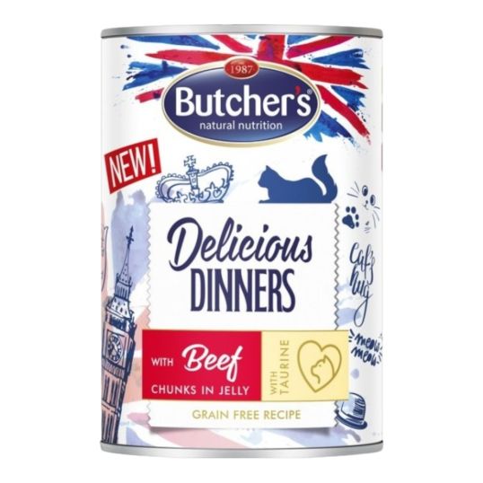 BUTCHER`S DINNERS CAT WTH BEEF CHUNKS JELLY 400 GMS