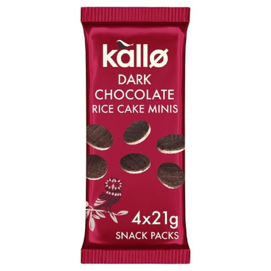KALLO DARK CHOCOLATE MINI RICE CAKES MULTIPACKS 80 GMS
