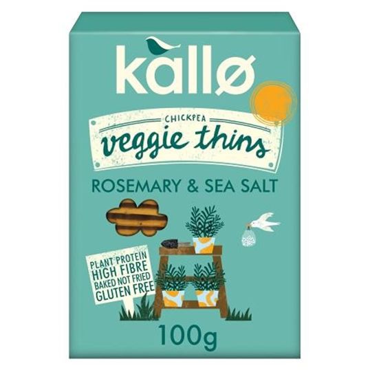 KALLO ROSEMARY SEA SALT VEGGIE THINS GLUTEN FREE 100 GMS