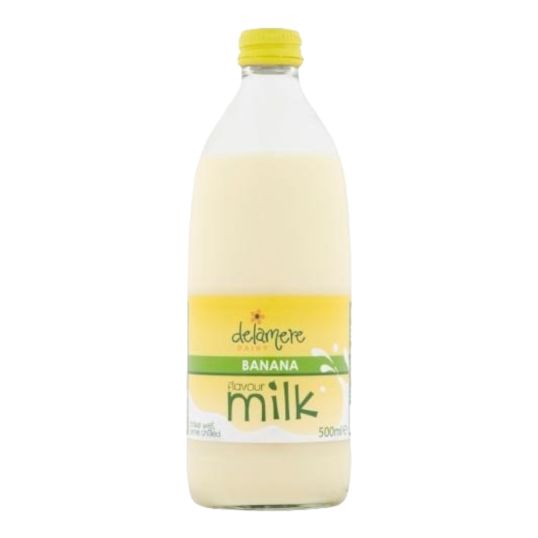 DELAMERE FLAVOURED MILK IN GLASS BANANA 500 ML