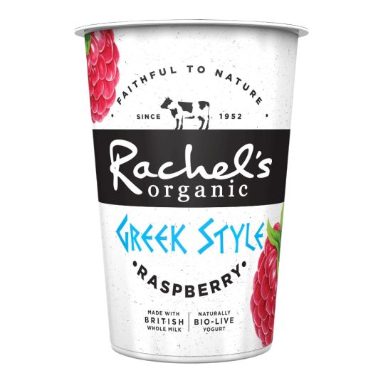 RACHEL`S ORGANIC GREEK STYLE YOGURT WITH RASPBERRY 450 GMS