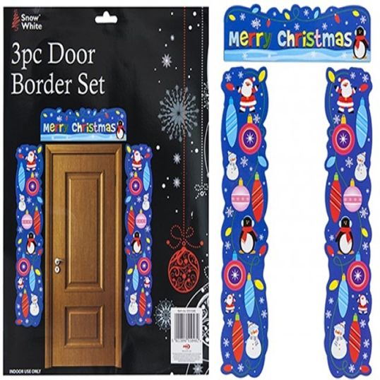 PMS 3PC CARD DOOR BORDER SET XMAS DESIGN IN OPP BAG