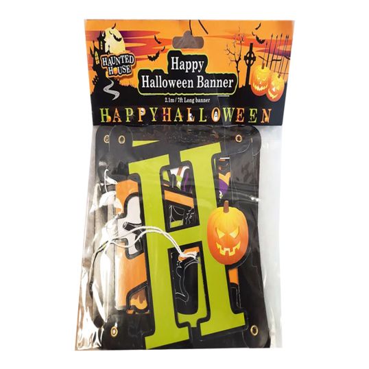 HAPPY HALLOWEEN BANNER 7FT LONG 1'S