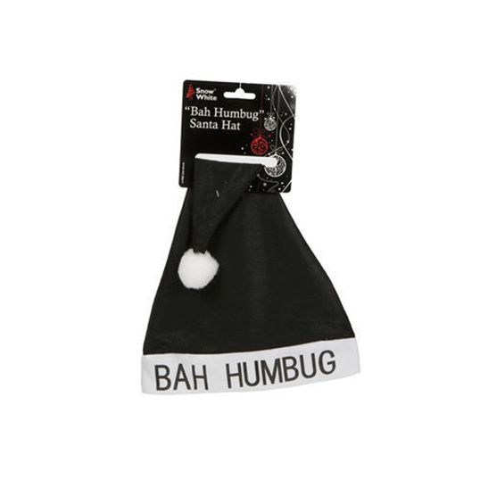 PMS 40X30CM "BAH HUMBUG" SANTA HAT WITH HANGING CARD