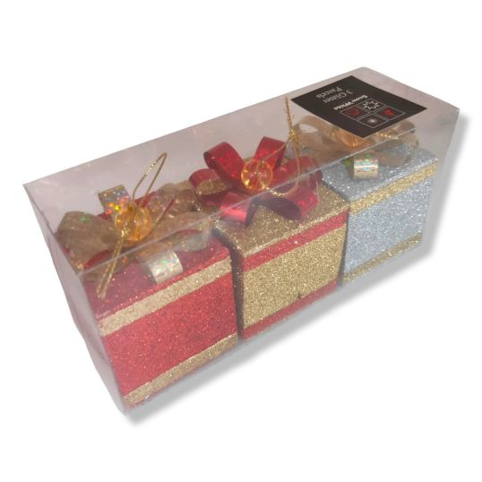 PMS GLITTER PARCELS IN PVC BOX WITH COLOUR LABEL 3ASSTD