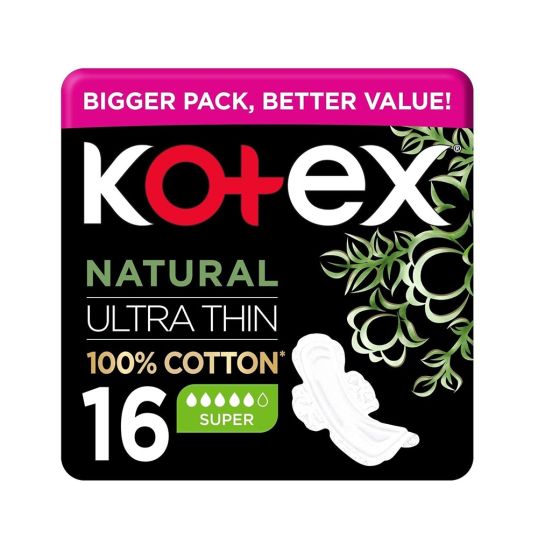 KOTEX NATURAL ULTRA THIN SUPER SANITARY WITH WINGS PADS 16'S