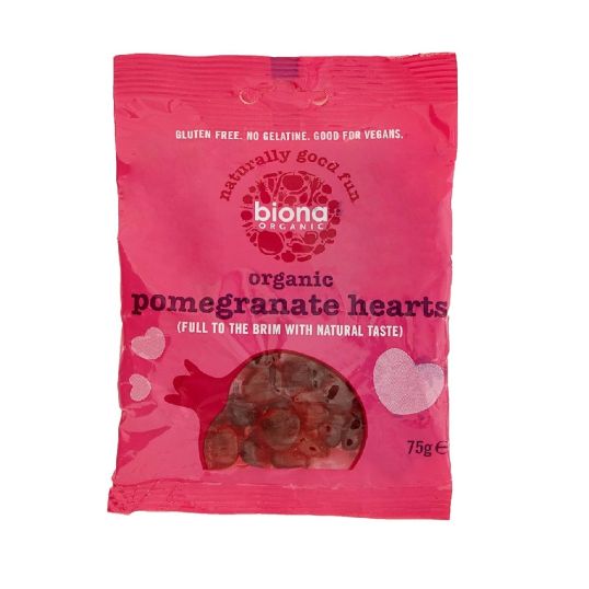 BIONA ORGANIC POMEGRANATE HEARTS GLUTEN FREE 75 GMS