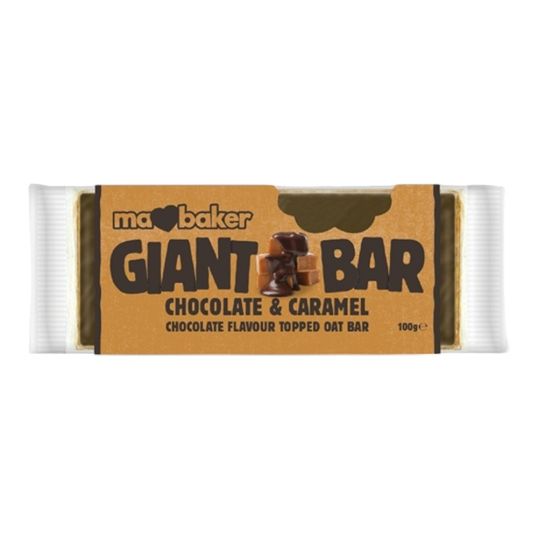 GIANT BAR CHOCOLATE AND CARAMEL FLAVOUR TOPPED OAT BAR 100 GMS