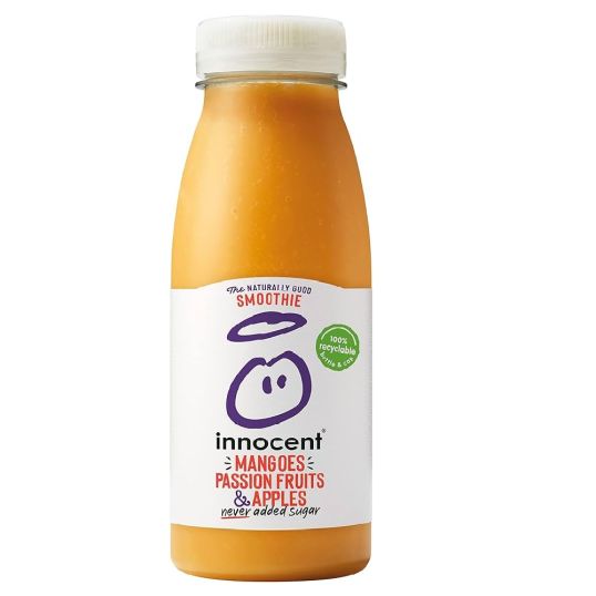 INNOCENT FRUIT SMOOTHIE MANGOES AND PASSION FRUITS AND APPLES NO ADDED SUGAR 250 ML