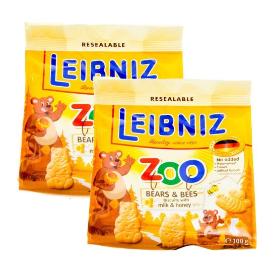 BAHLSENS ZOO BEARS AND BEES BISCUITS WITH MILK & HONEY 2X100 GMS @SPECIAL OFFER