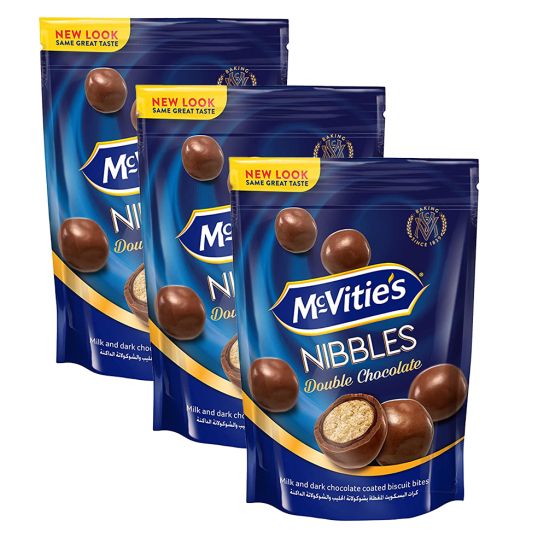 MCVITIES DIGESTIVE NIBBLES DOUBLE CHOCOLATE 3X100 GMS @ SPECIAL OFFER