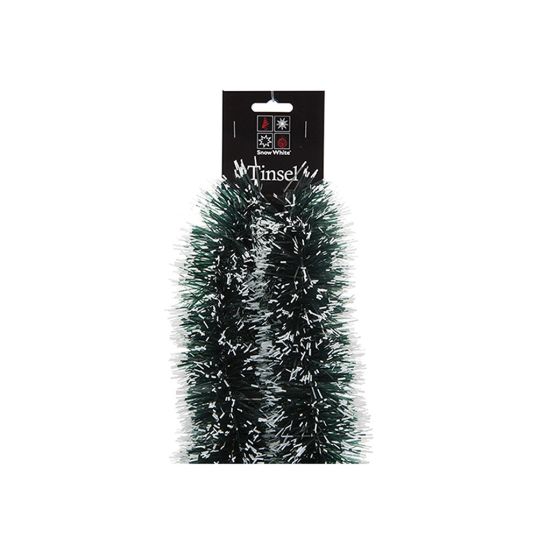 REEN SNOW TIPPED TINSEL WITH HANGING CARD