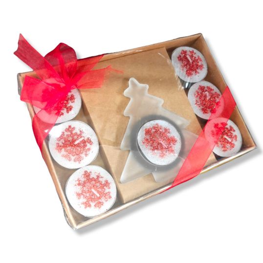 PMS 8PC TEALIGHT CANDLE SET IN GIFT BOX RED ONLY