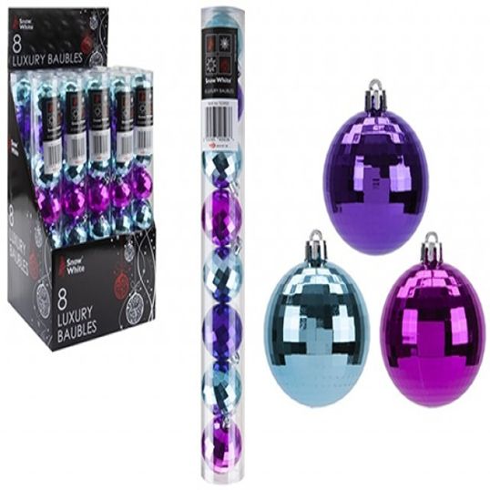 PMS SET OF 8 5CM DISCO BAUBLES IN PVC TUBE BRIGHTS