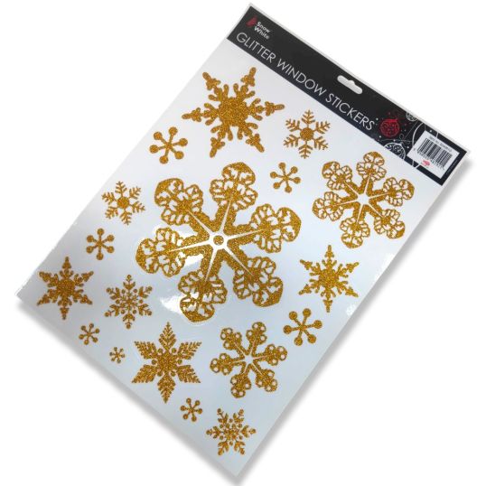 PMS GLITTER COLOUR SNOWFLAKE STICKERS. GOLD