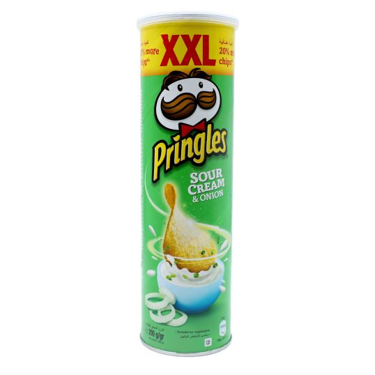 PRINGLES SOUR CREAM & ONION POTATO CRISPS 200 GMS