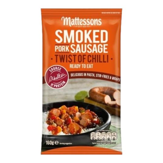 MATTESSONS CHILLI SMOKED PORK SAUSAGE 160 GMS (CONTAINS PORK)