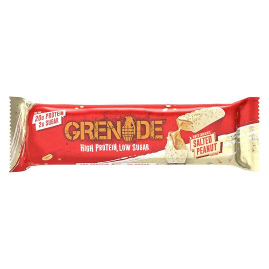 GRENADE HI PROTEIN LOW SUGAR WHITE CHOCO SALTED PEANUT BAR 60 GMS