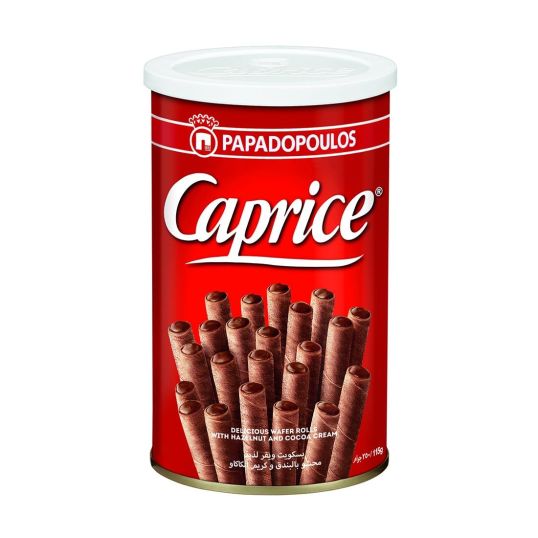 CAPRICE WAFER ROLLS WITH HAZELNUT AND COCOA CREAM 115 GMS