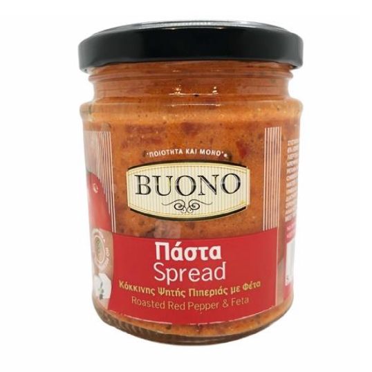 BUONO SPREAD ROASTED RED PEPPER AND FETA GLASS JAR 200 GMS