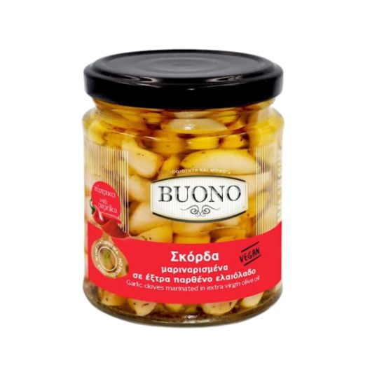 BUONO GARLIC CLOVES MARINATED IN EXTRA VIRGIN OLIVE OIL 200 GMS