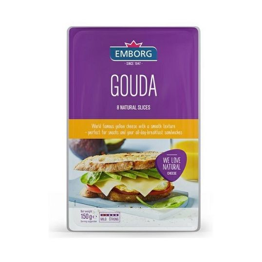 EMBORG GOUDA CHEESE SLICE 8S