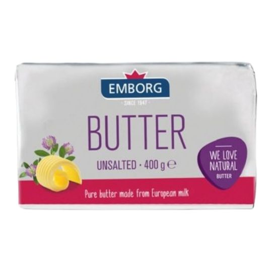 EMBORG BUTTER UNSALTED 82% FAT 400 GMS