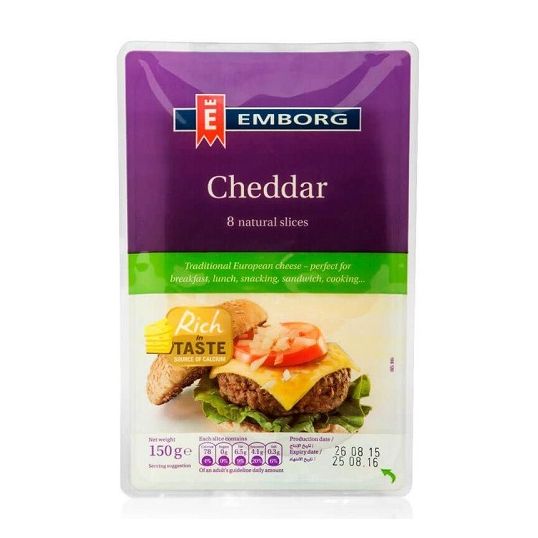 EMBORG CHEDDAR CHEESE SLICE 8S