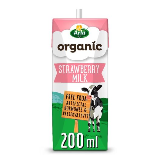 ARLA ORGANIC STRAWBERRY LOW FAT UHT MILK 200 ML