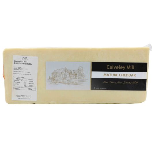 CALVELEY MILL WHITE MATURE CHEDDAR CHEESE PER KG