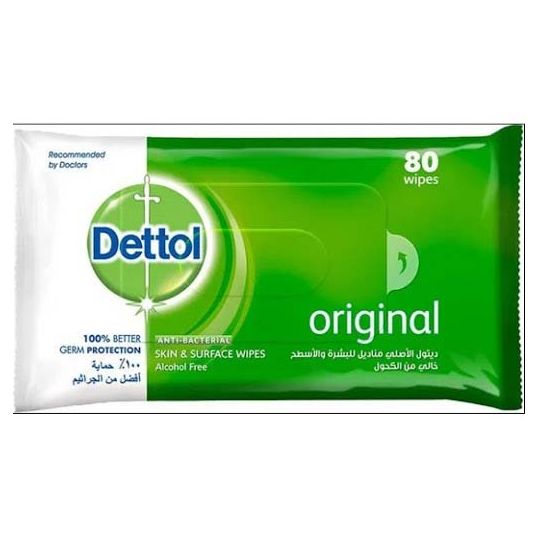 DETTOL WIPES ANTI BACTERIAL 80`S