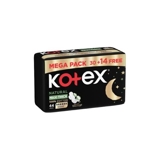 KOTEX NATURAL MAXI THICK 100% COTTON NIGHT 44'S