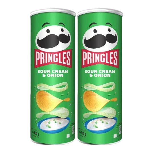 PRINGLES SOUR CREAM ONION 2X165 GMS 25% OFF