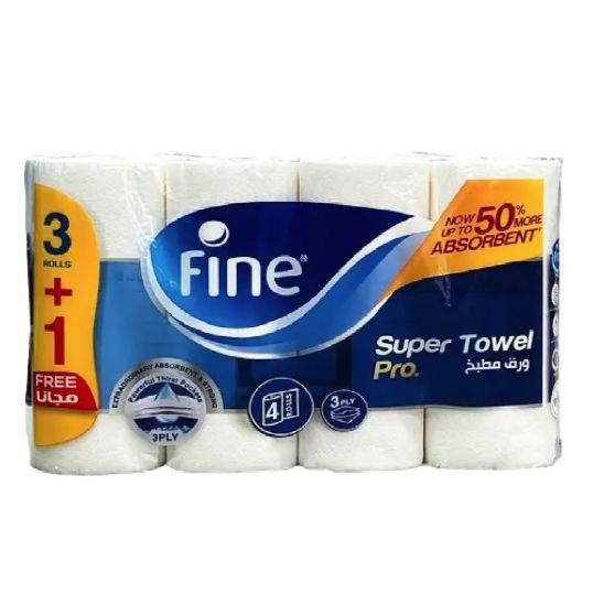 FINE SUPER TOWEL PRO 60 SHEETS 3PLAY 3+1 ROLLS