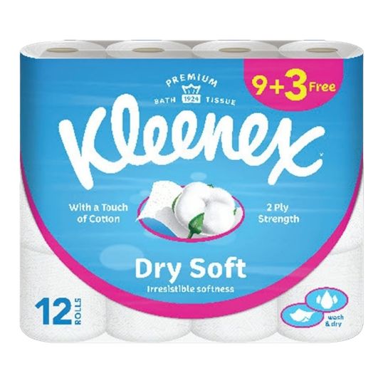 KLEENEX COTTONELLE EXTRA DRY TOILET ROLL 3PLY 9+3 FREE