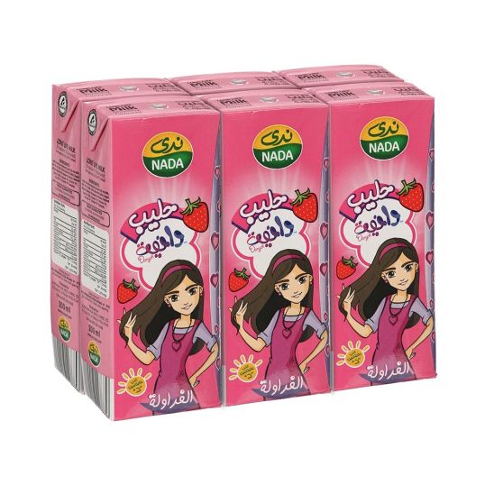 NADA BASMA STRAWBERRY UHT MILK 6X185 ML
