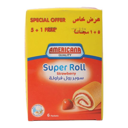 AMERICANA SUPER ROLL STRAWBERRY 6 PCS 60 GMS