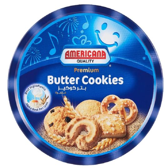 AMERICANA BUTTER COOKIES TIN BLUE 908 GMS