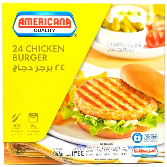 AMERICANA 12 UNBREADED CHI.BURGER 672 GMS