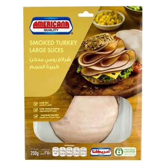 AMERICANA SMOKED TURKEY LARGE SLICES 250 GMS