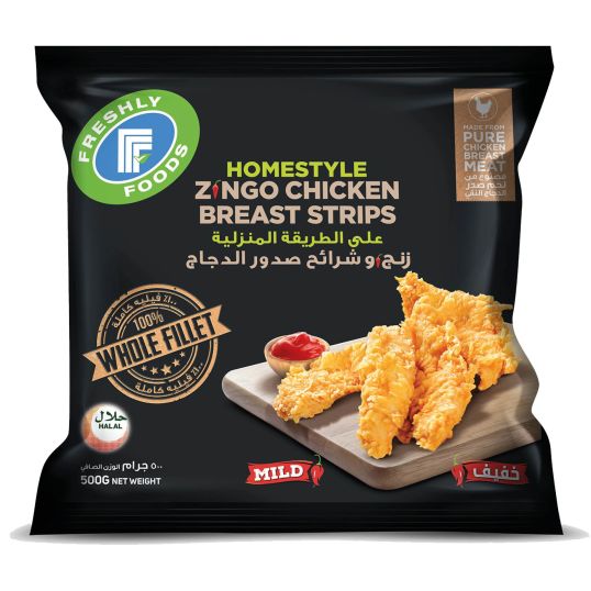 FRESHLY ZING -O CHICKEN STRIPS 500 GMS