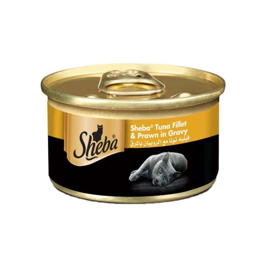 SHEBA TUNA FILETS & PRAWNS IN SEAFOOD SAUCE 85GMS