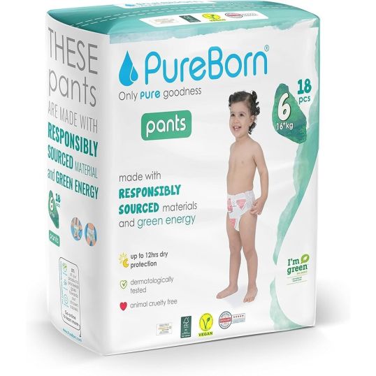 PURE BORN TRAINING PANTS BABY DIAPERS SIZE 6 FOR 15 KG 18'S