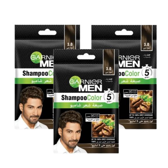 GARNIER COLOR NATURALS MEN SHAMPOO 3 BLACK BROWN 2+1 FREE