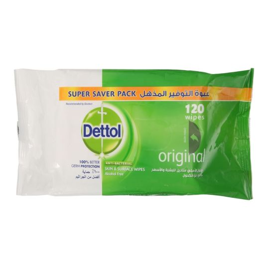 DETTOL ANTIBACTERIAL WIPES SAVER PACK 120`S