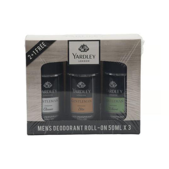 YARDLEY DEODORANT ROLL ON FOR MEN ASSORTED VALUE PACK 3X50 ML