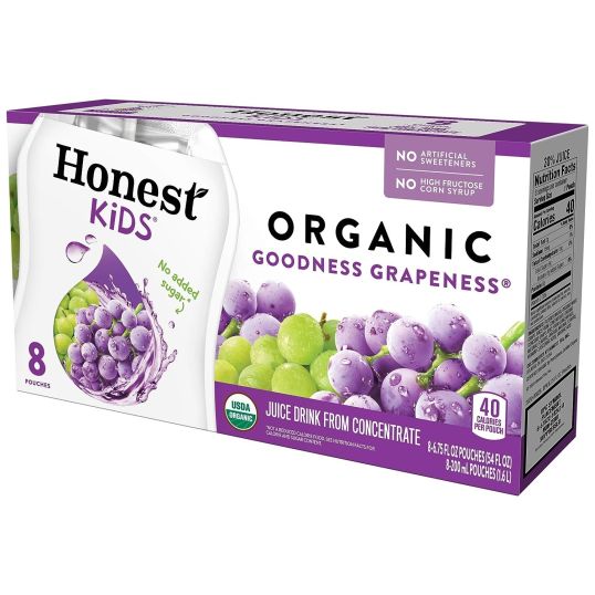 HONEST KIDS JUICE GOODNESS GRAPE ORGANIC NO SUGAR ADDED 8X6.75 OZ