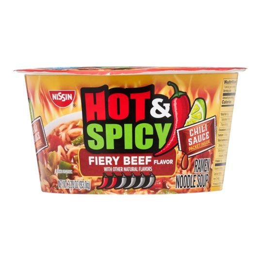 NISSIN RAMEN BOWL HOT & SPICY BEEF 3.2 OZ