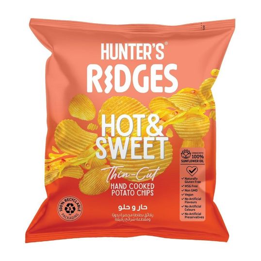 HUNTER'S DELICIOUSLY CRINKLED POTATO RIDGES SWEET CHILLI 40 GMS